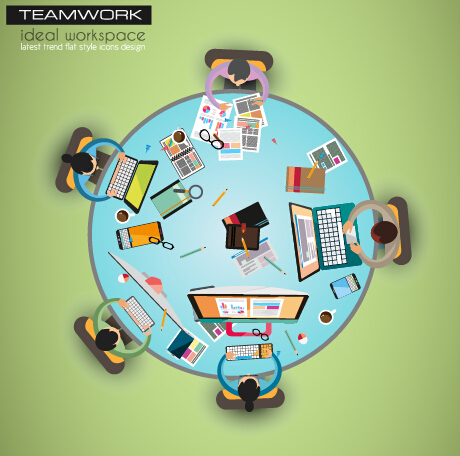 Team teamwork business template vector set 01