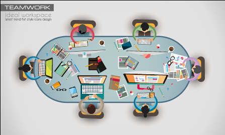 Team teamwork business template vector set 02