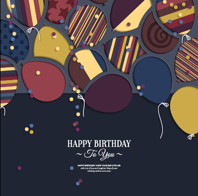 Template birthday greeting card vector material 09