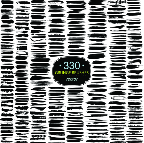 Vector black grunge brushes