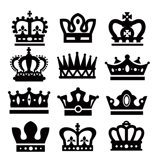 Vector crown creative silhouettes set 07