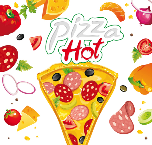 Vector pizza hot design poster 03