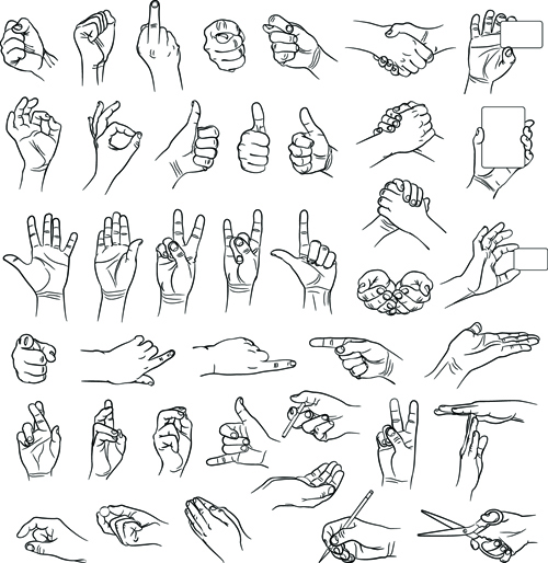 set of different gestures graphic 03 Vector set of different gestures graphic 03