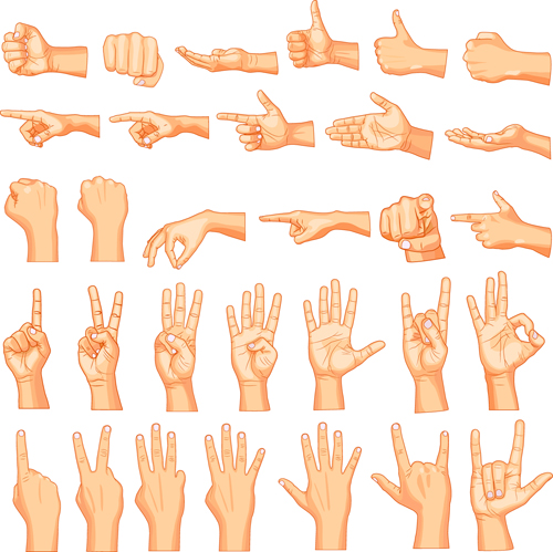 set of different gestures graphic 04 Vector set of different gestures graphic 04