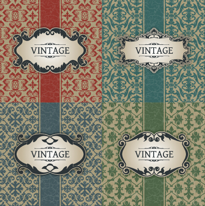 Vintage frame with pattern vector background 01
