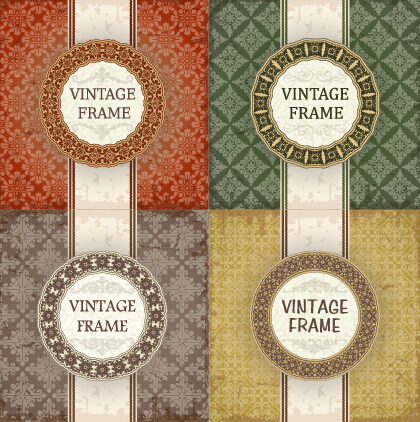 Vintage frame with pattern vector background 02