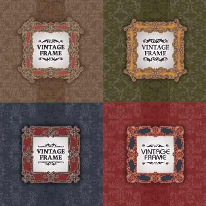 Vintage frame with pattern vector background 03
