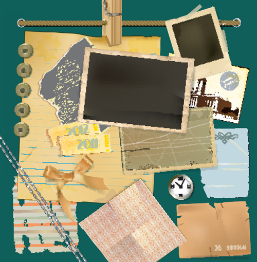 Set of Vintage photo Frames vector 03