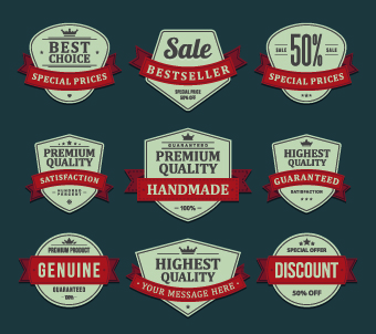 Vintage Ribbon Sale labels vector 01