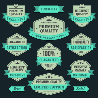 Vintage Ribbon Sale labels vector 02