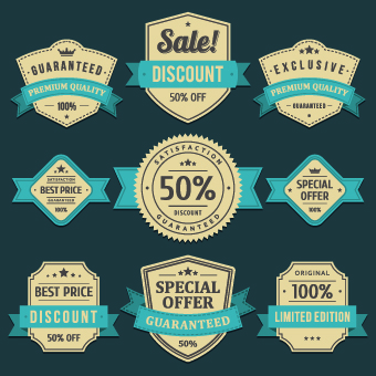 Vintage Ribbon Sale labels vector 03