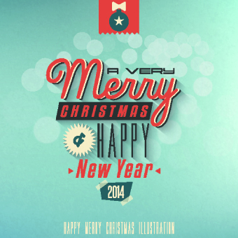 Vintage style 2014 christmas background vector 02