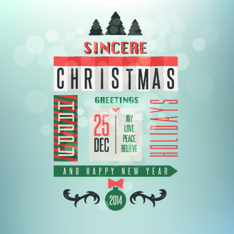 Vintage style 2014 christmas background vector 03