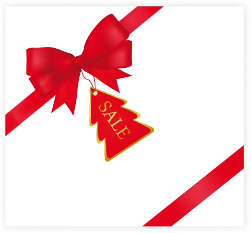 Set of Red Christmas Ribbons elements vector 01