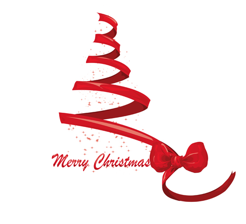 Set of Red Christmas Ribbons elements vector 03