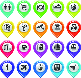 Map marker design elements vector 02