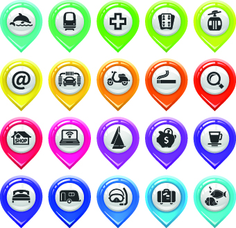 Map marker design elements vector 03