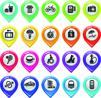 Map marker design elements vector 04