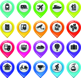 Map marker design elements vector 05