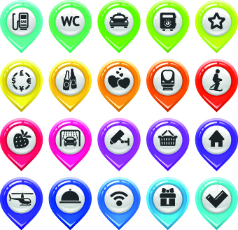 Map marker design elements vector 06