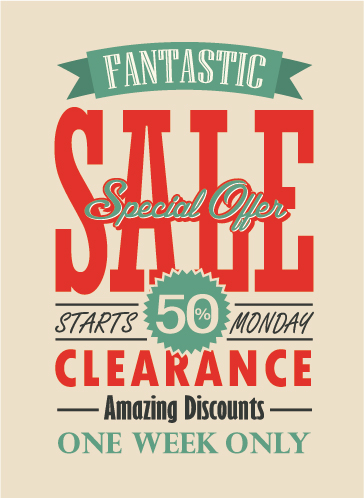 mega sale advertising poster retro vector 09