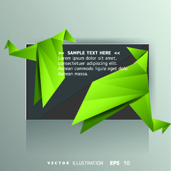 Origami bird and Text boxes vector 02
