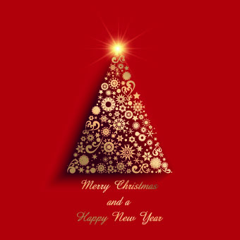 Shiny 2014 Christmas red background vector 03