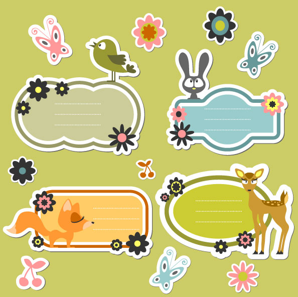 cute Cartoon dialogize label vector 03