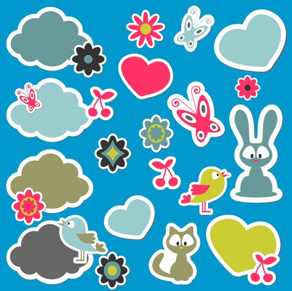 cute Cartoon dialogize label vector 04