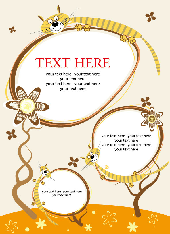 Set of Cartoon small animals vector background 05