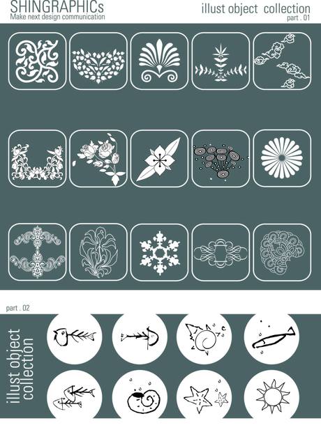 Flower fish starfish icons vector