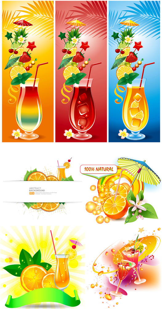 Summer drinks beverage vector material