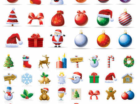 Cartoon Christmas icons set
