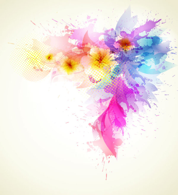Splash color flower backgrounds vector 02