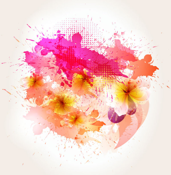 Splash color flower backgrounds vector 03