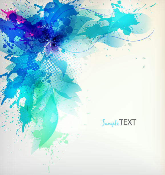 Splash color flower backgrounds vector 04