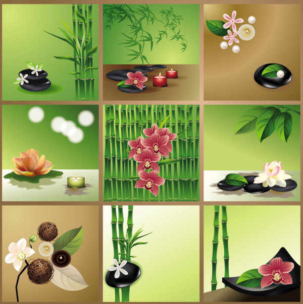 Bright bamboo design elements