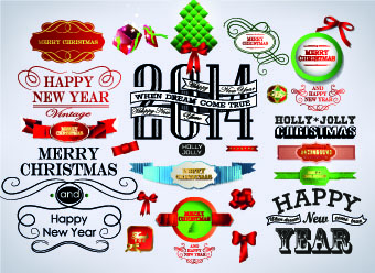 2014 Christmas labels and decoration creative vector 01
