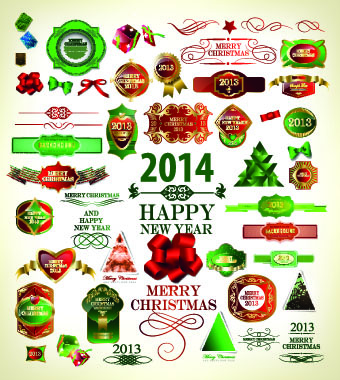 2014 Christmas labels and decoration creative vector 03