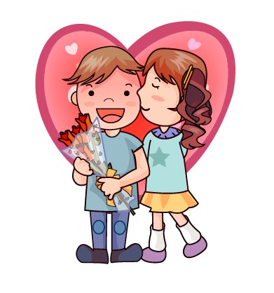 Elements of Romantic cartoon Lovers vector set 04