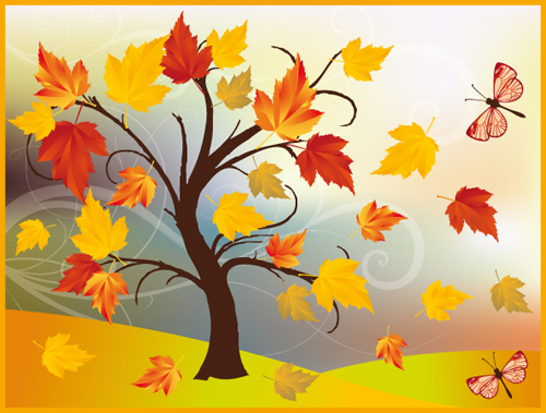 Autumn of Tree design vector ser 02