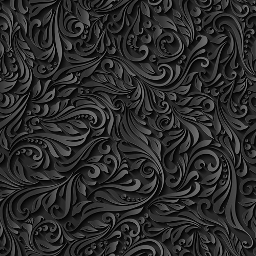 Black paper floral seamless pattern vector