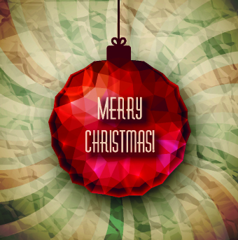 Christmas ball crumpled paper background vector 01