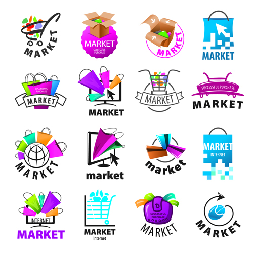 Creative market logos vector set