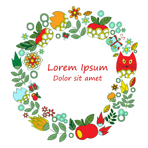 Cute cartoon wreath elements vector 01
