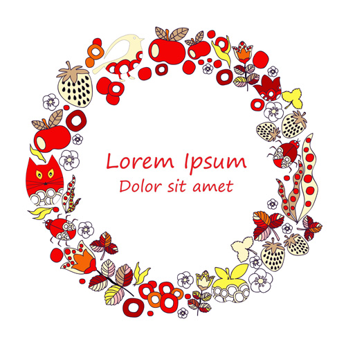 Cute cartoon wreath elements vector 02