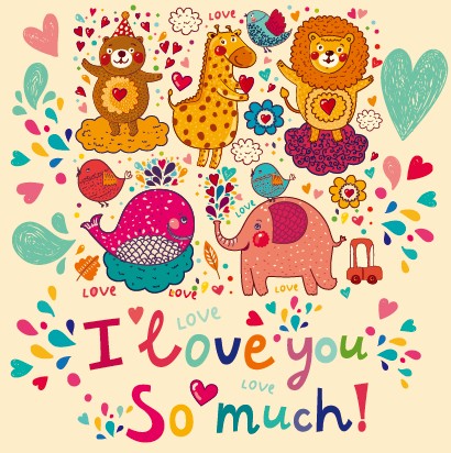 Different cartoon animals cute design vector