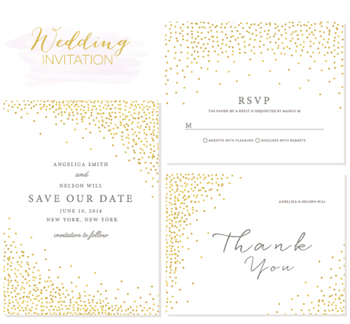 Elegant wedding invitations creative vector material 02