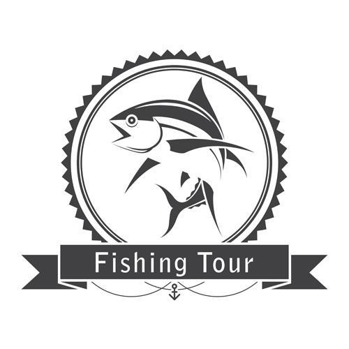 Fishing tour label vintage vector