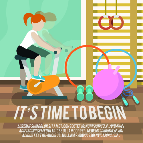 Fitness woman design vector template 03